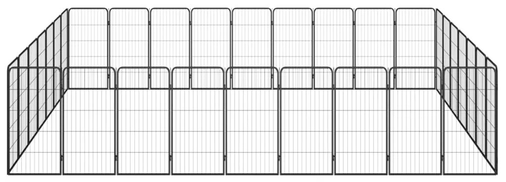 Заграждение за куче черно 32 панела 50x100 см прахово боядисано
