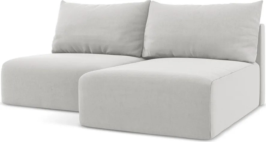 Светлосив кадифен сгъваем/с място за съхранение ъглов диван (десен ъгъл) Kalena – Makamii