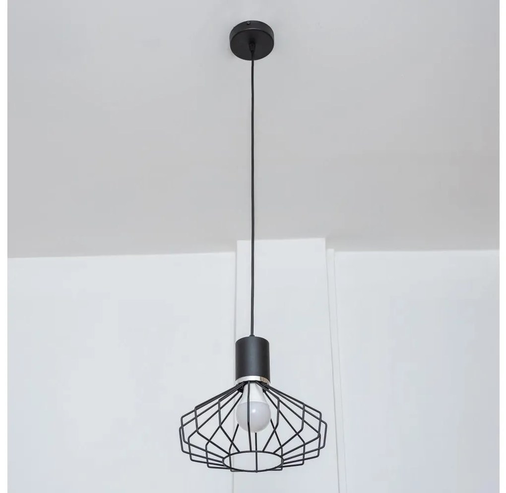 Полилей на кабел SOLANO 1xE27/15W/230V, черен/лъскав хром