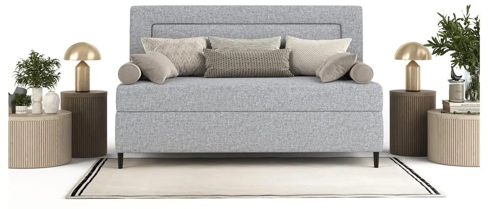 Сиво тапицирано единично легло 90x200 cm Alba – Maison de Rêve