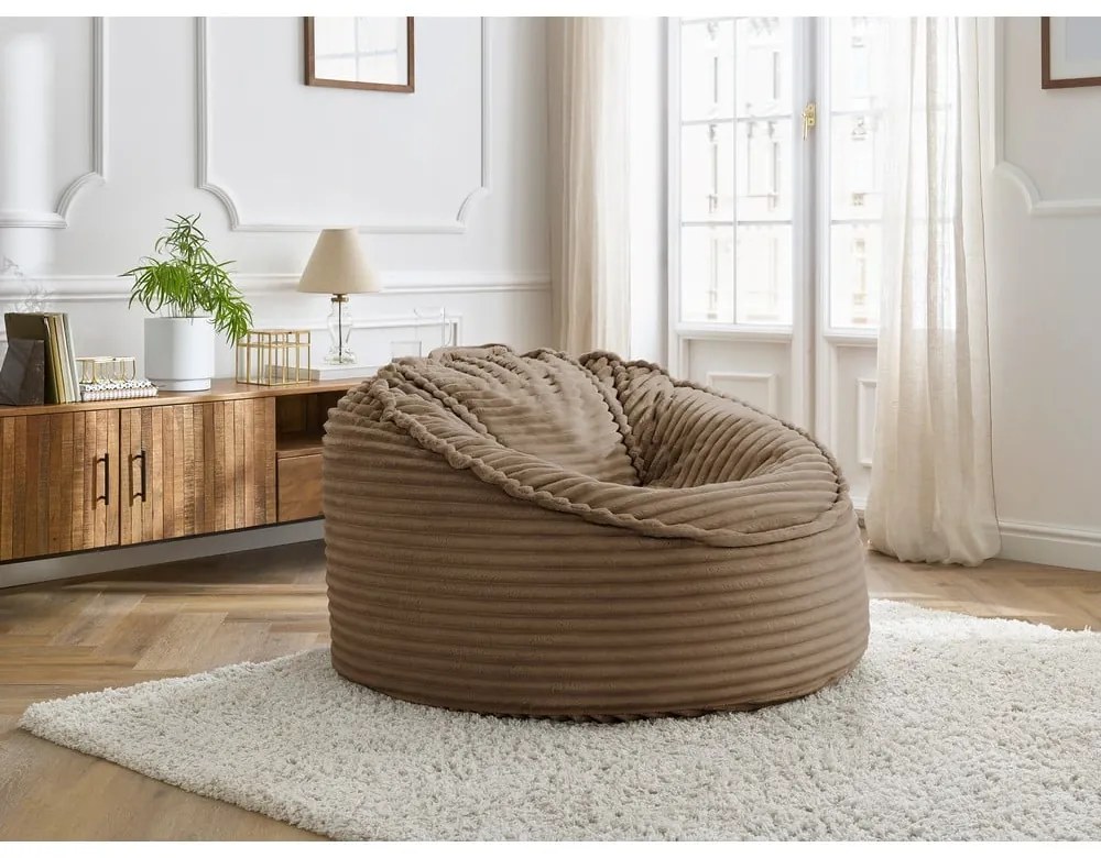 Кафяв пуф от рипсено кадифе Socrate – Bobochic Paris