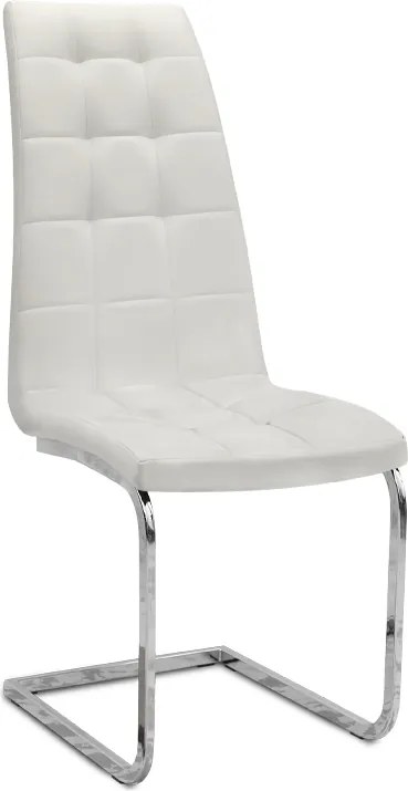 трапезен стол Vela PU Leather в бял цвят с хромирана основа 41x61x107см.