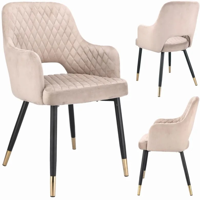 Луксозен кадифен стол за хранене BORGO Сив