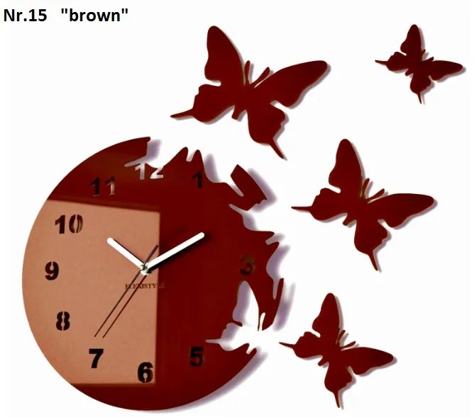 Самозалепващ се стенен часовник с мотив на пеперуда Злато