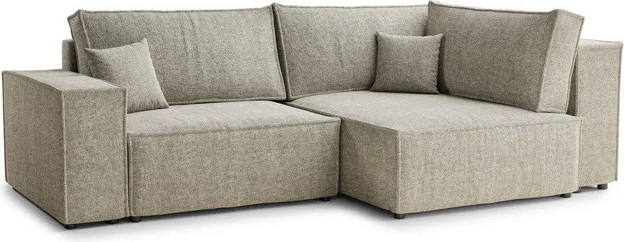 Бежов шенилов сгъваем/с място за съхранение ъглов диван (десен ъгъл/L форма) Tonga – Maison de Rêve