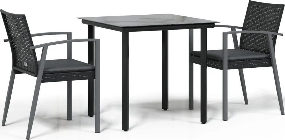 3186987 vidaXL Градински комплект от 3 части с възглавници полиратан и стомана