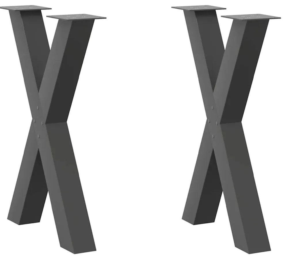 4012974 vidaXL Крака за трапезна маса, X-образни, 2 бр., антрацит, 60x(72-73) см, стомана
