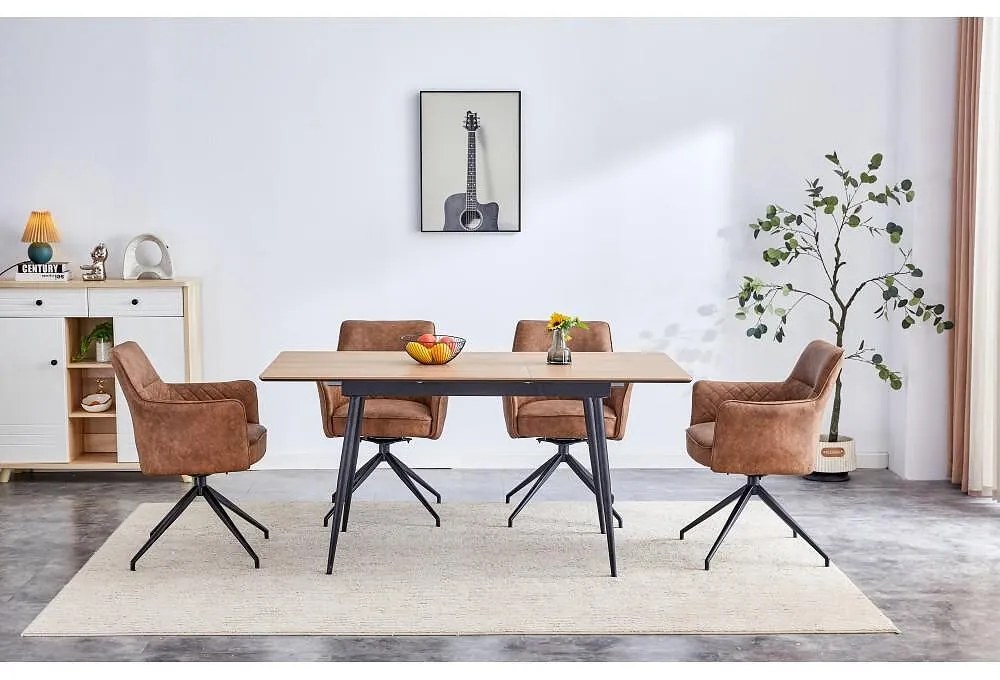 Трапезна маса JARED /разтегателна/ дъб севила/черно