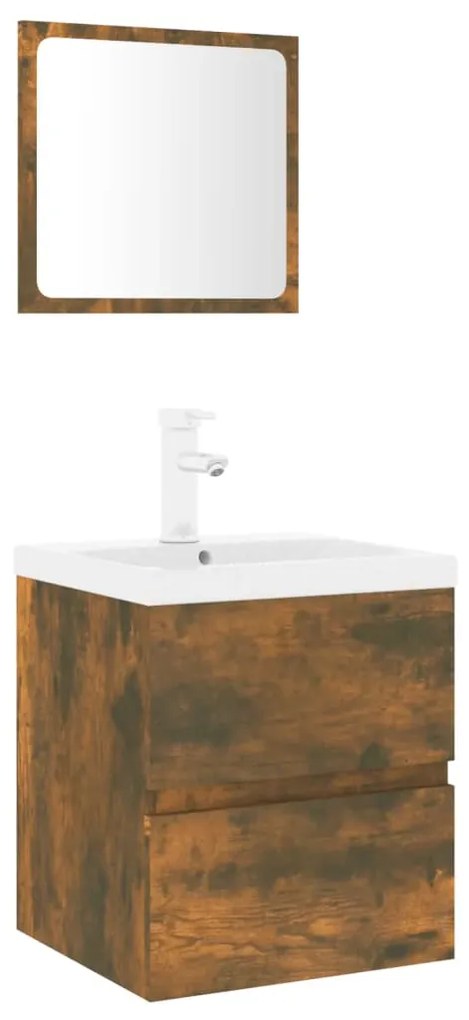 3152864 vidaXL Комплект мебели за баня, опушен дъб, инженерно дърво