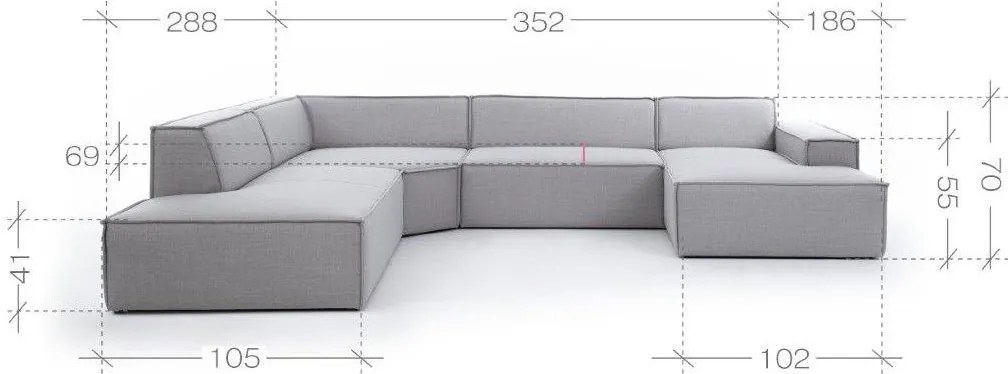 Ъглов диван Fubu M–Сив–Ляв