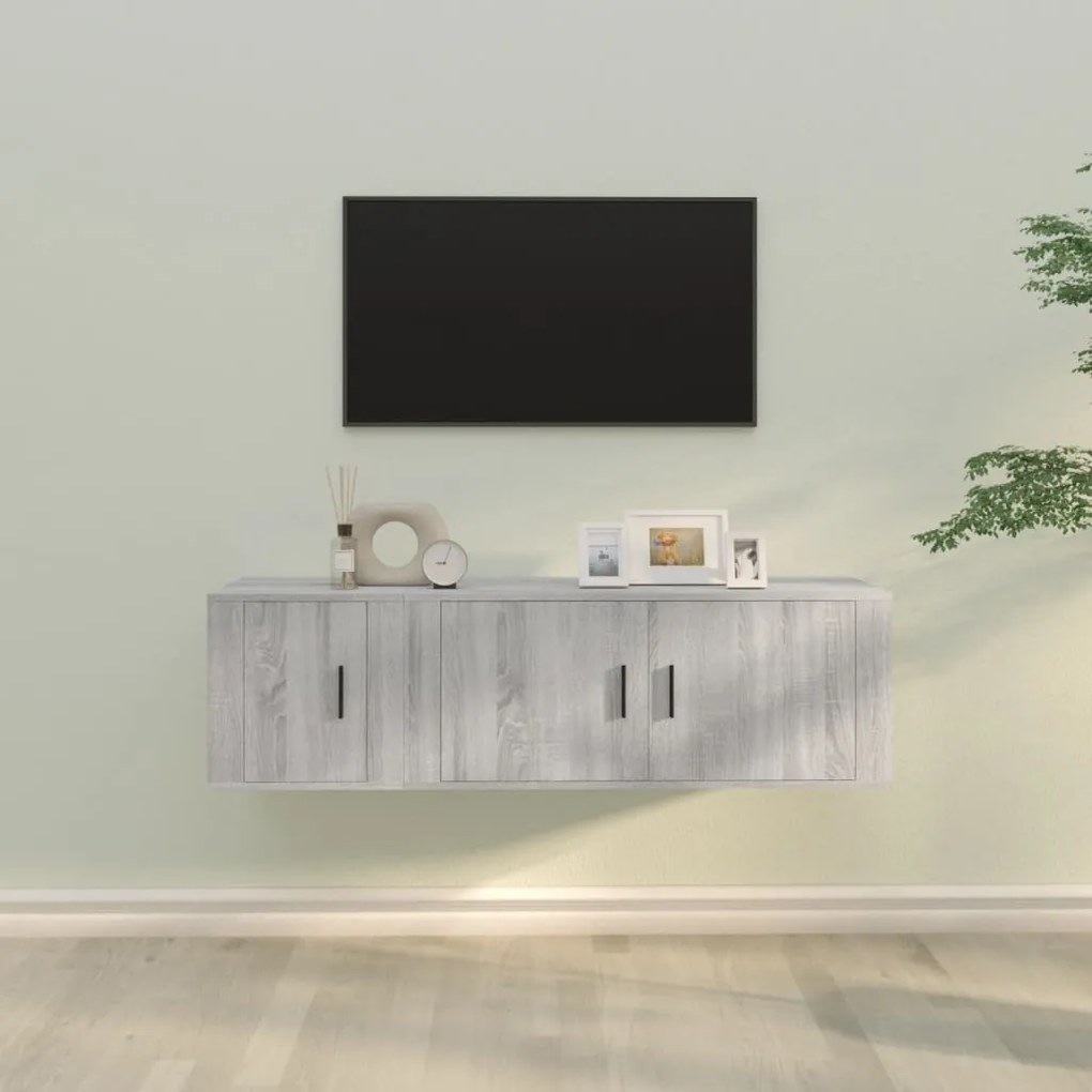 3188428 vidaXL Комплект ТВ шкафове от 2 части, сив сонома, инженерно дърво