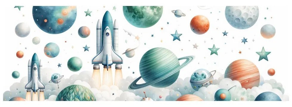 Картина на платно – Космически кораб в облаците