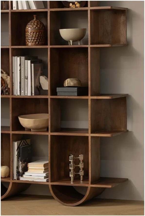 Тъмнокафява библиотека от масивно манго 130x180x35 cm Sinne – WOOOD