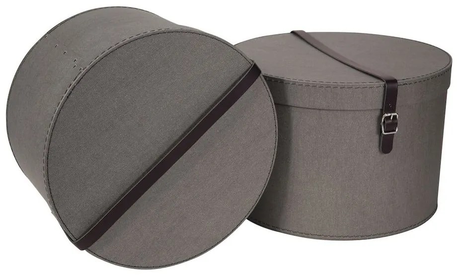 Сиви картонени кутии за съхранение в комплект 2 бр. с капаци ø 37,5x25,5 cm Rut Canvas Paper Laminate – Bigso