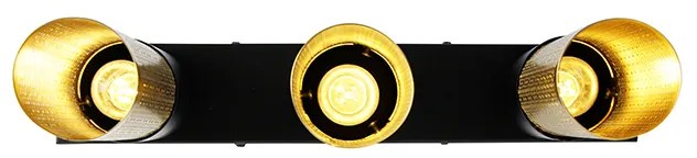 Индустриален плафон черен със злато овал 3-светлина - Raspi