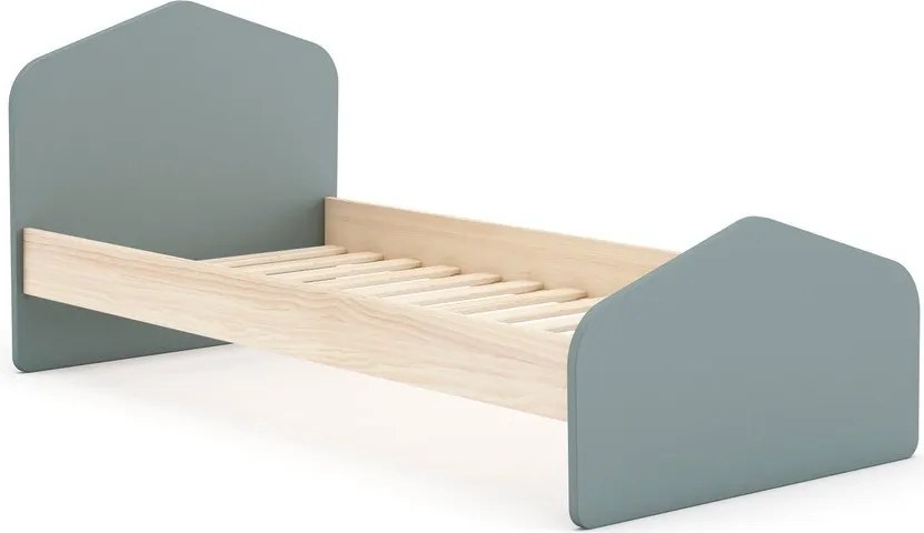 Детско легло 90x190 cm от декор от бор с включена подматрачна рамка в естествен цвят/сиво-зелено Estefania – Marckeric