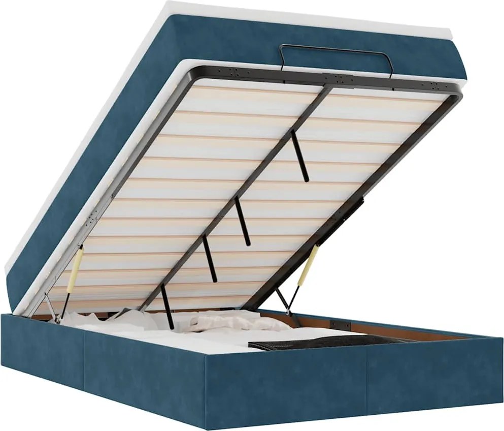 3311175 vidaXL Османска легло с матрак, тъмносиньо, 120x190 см, кадифе