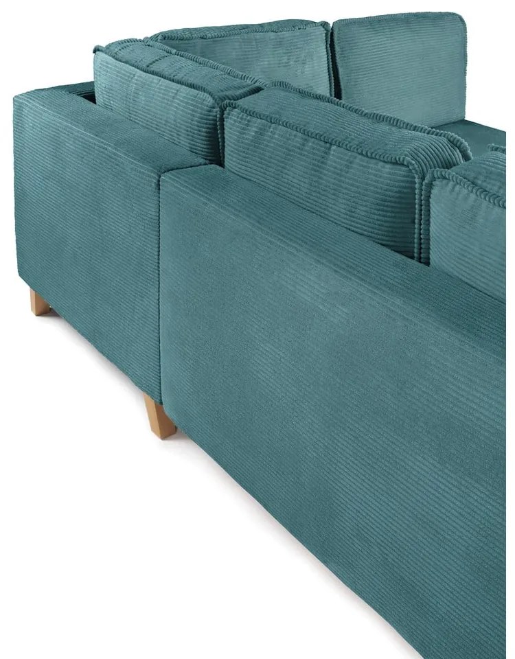 Тюркоаз сгъваем ъглов диван от рипсено кадифе (десен ъгъл) Tori – Bonami Selection