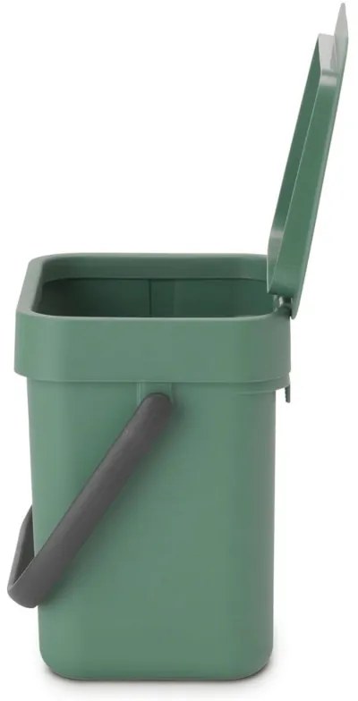 Кош за разделно събиране на боклук Brabantia Sort&Go 1003229, 3 л, Дръжка, Възможност за стенен монтаж, Тъмнозелен