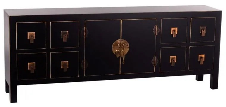 Черен нисък скрин 130x50,5 cm Oriente – Ixia