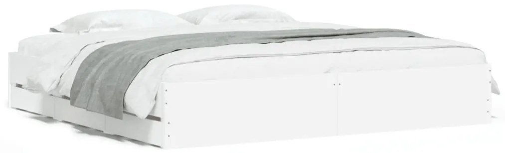 3207245 vidaXL Рамка за легло, с чекмеджета, без матрак, бяла, 200x200 см