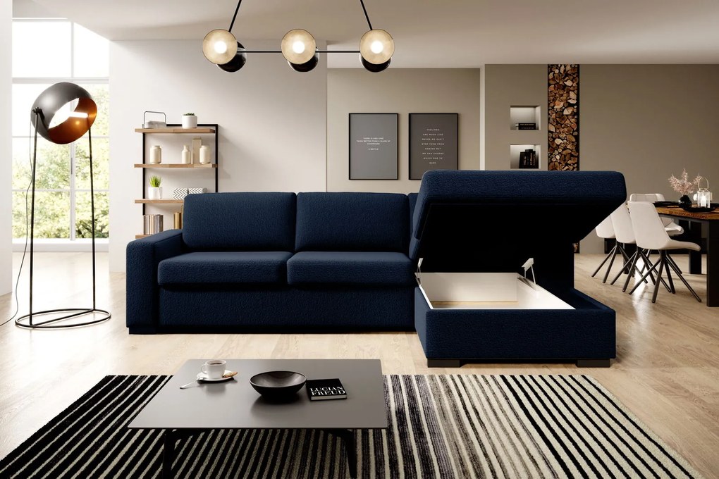 Ъглов Диван Орхидея-Тъмно Синьо-Ляв