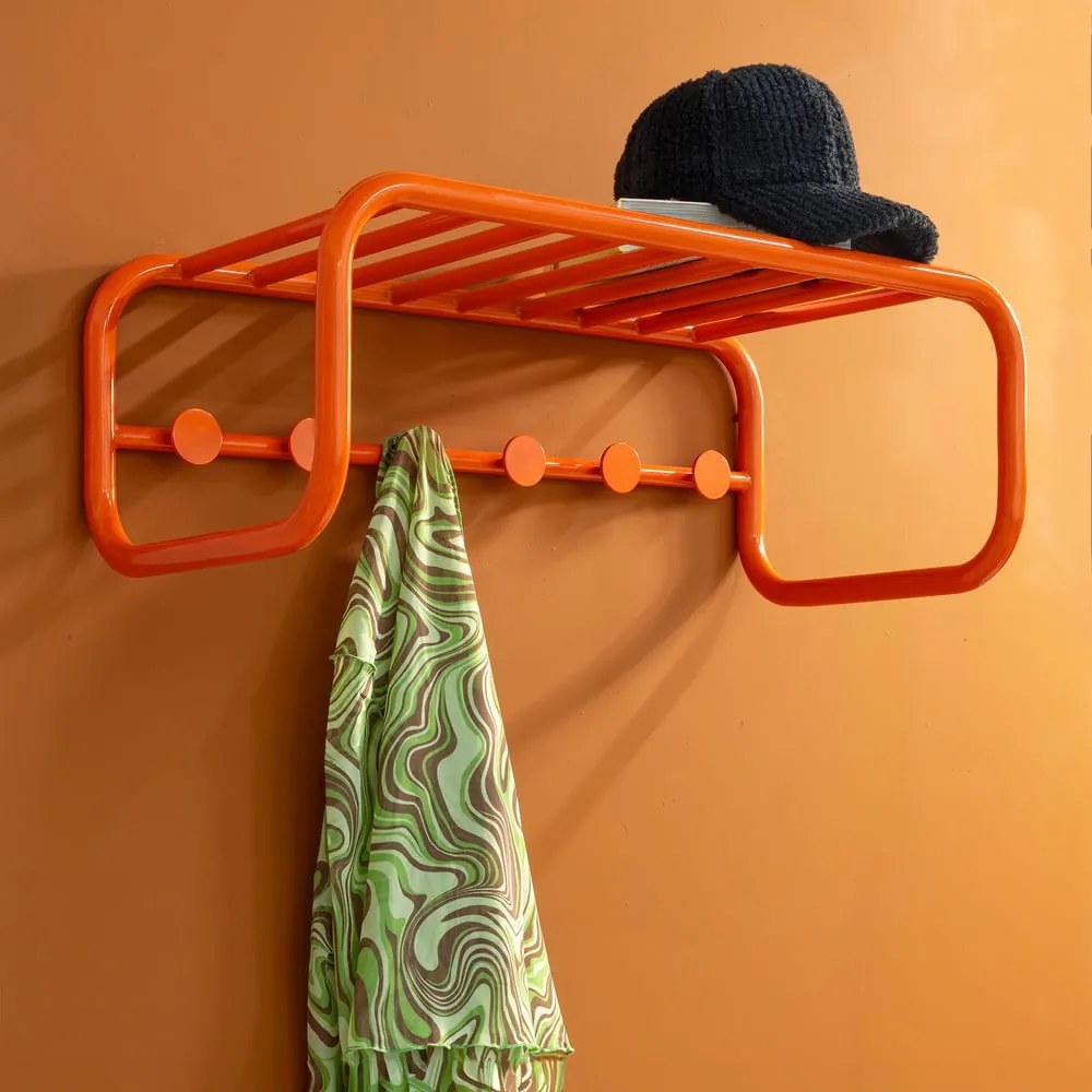 Оранжева метална стенна закачалка с рафт 72 cm Retro – Spinder Design