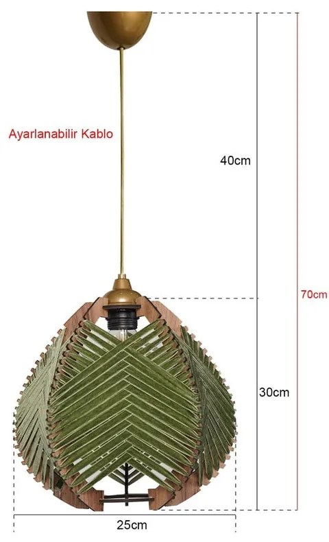 Тъмнозелено и естествено висящо осветително тяло с текстилен абажур ø 25 cm – Opviq lights