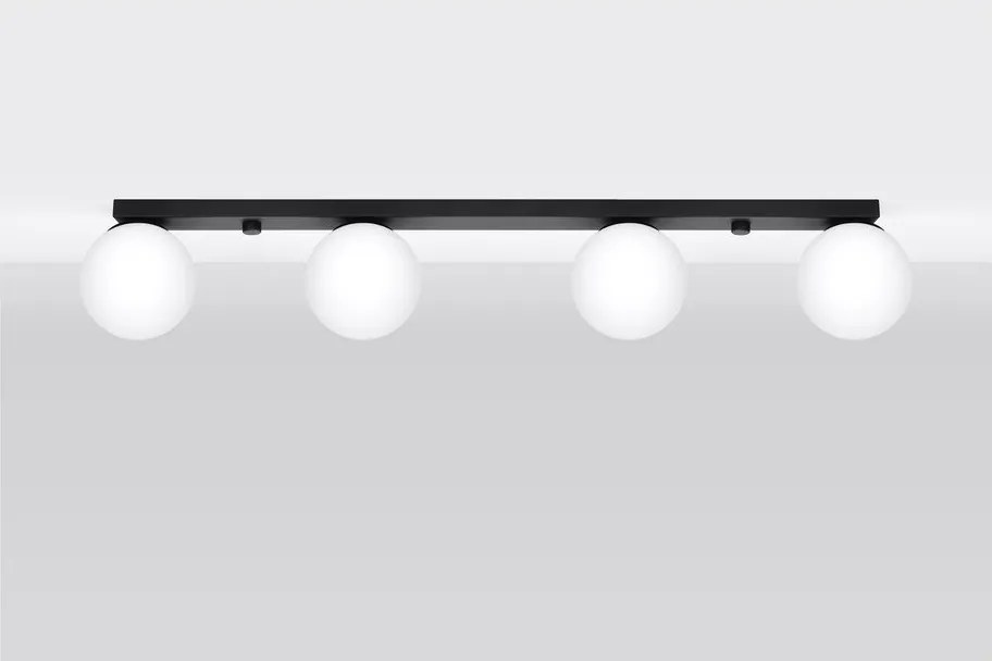 Черно осветително тяло за таван със стъклен абажур ø 12 cm Umerta – Sollux