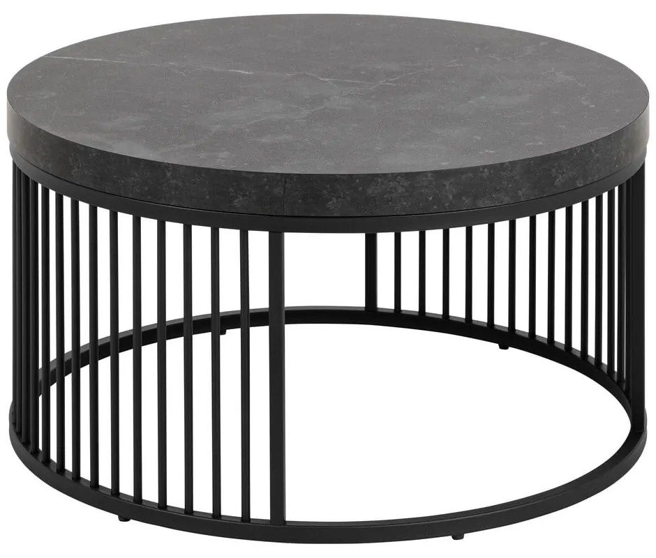 Черна кръгла масичка за кафе с плот от имитация на мрамор ø 65 cm Strington – Actona