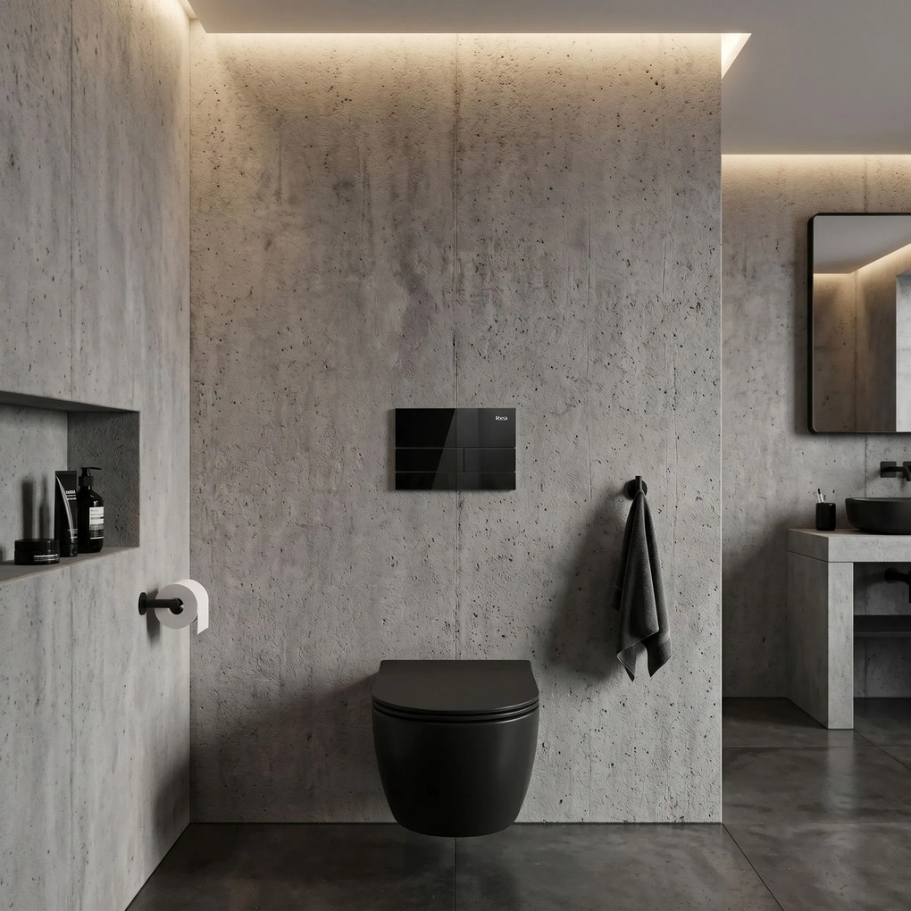 Комплект Структура за Вграждане за WC Slim 024N с Бутон T Black Glass