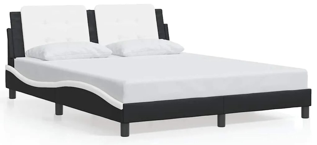 3208196 vidaXL Рамка за легло без матрак Zadar, черна, бяла, 160x200см, изкуствена кожа