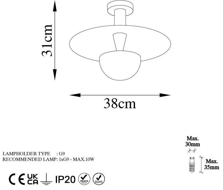 Осветително тяло за таван в меден цвят с метален абажур ø 38 cm Kurt – Opviq lights