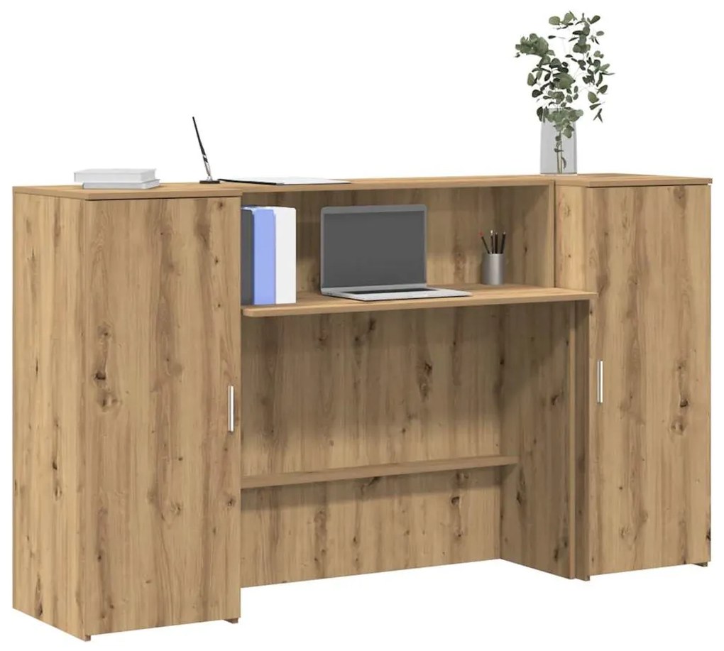 3324213 vidaXL Приемно бюро, дъб артизан, 180x50x103,5 см, инженерно дърво