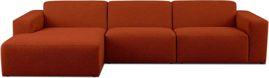 Ъглов диван от букле в тухлен цвят (ляв ъгъл) Roxy – Scandic