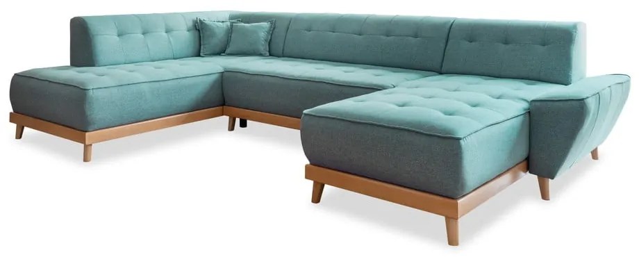 Тюркоаз разтегателен ъглов диван (ляв ъгъл/"U" форма) Dazzling Daisy – Miuform