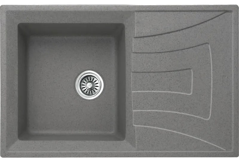 Кухненска мивка ICGS 8104 GRAY, Inter Ceramic, мивка с плот, със сифон, 78x50см