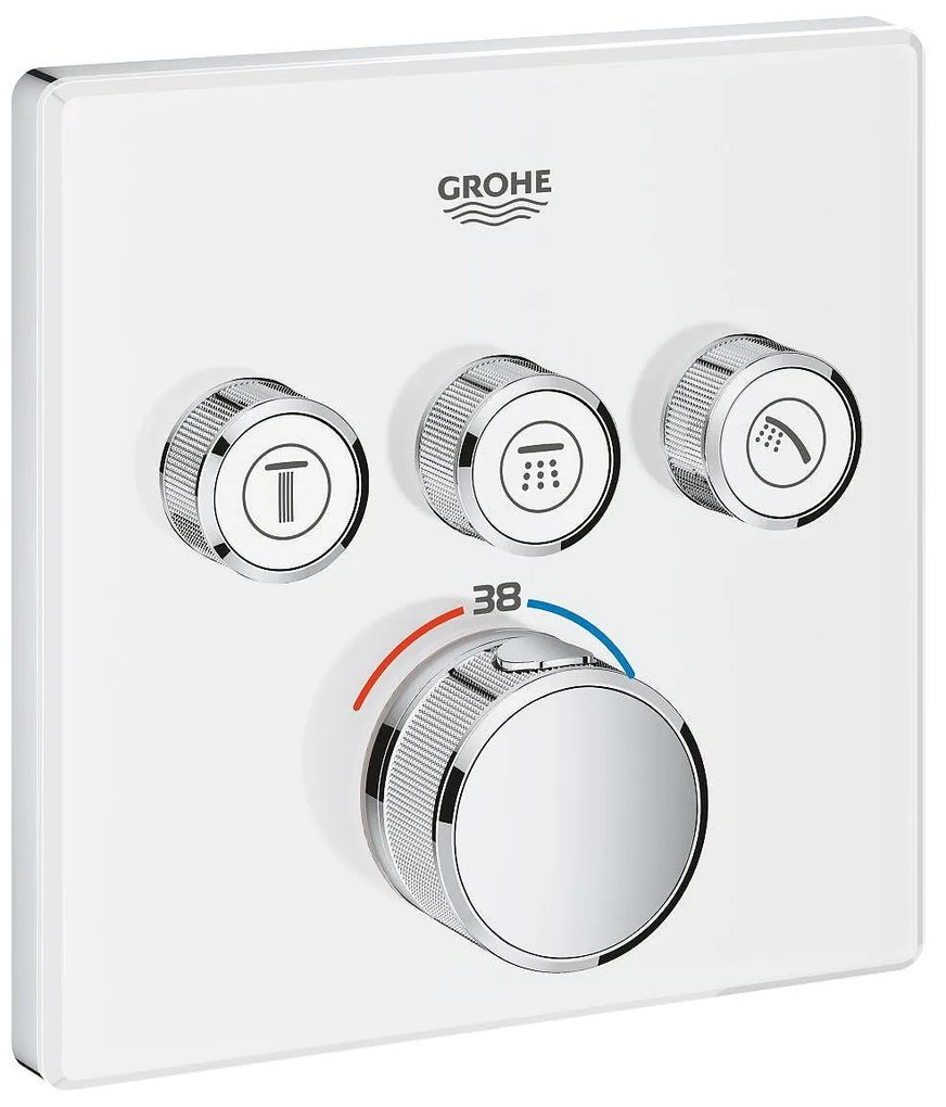 Термостат за вграждане, 29157LS0 Grohtherm SmartControl, Grohe, с 3 извода, бял + хром