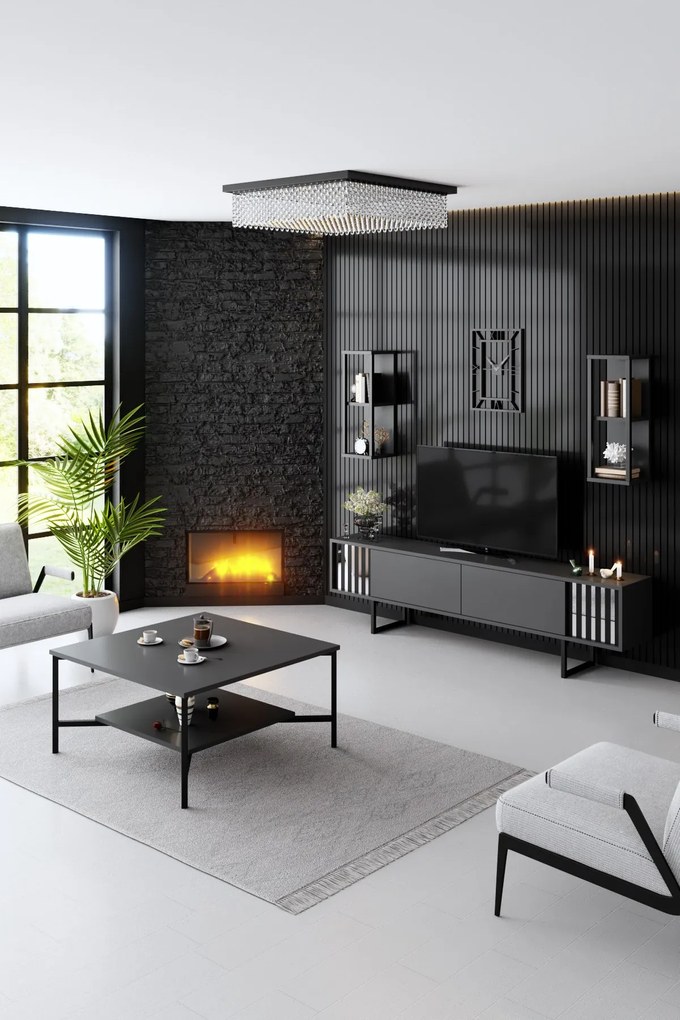 Кафе маса Black, цвят Антрацит Черен