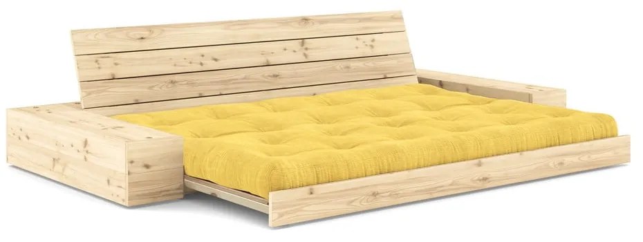 Жълт разтегателен диван от велур 244 см Base – Karup Design