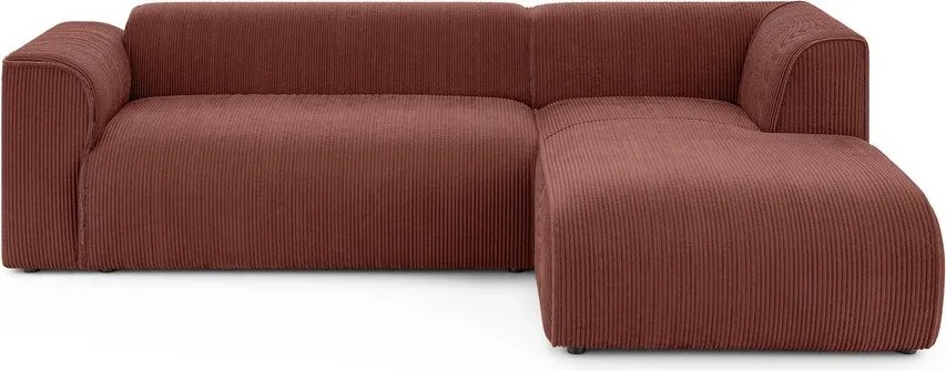 Теракотен ъглов диван от рипсено кадифе (десен ъгъл) Merid – Ropez