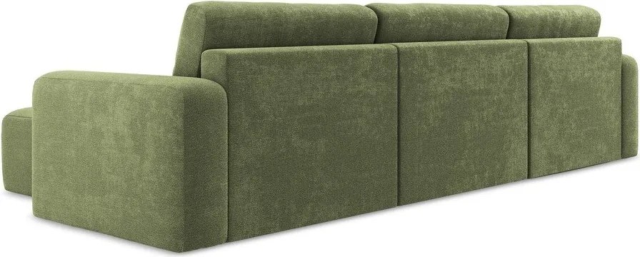 Зелен шенилов сгъваем/с място за съхранение ъглов диван (U форма) Kona – Makamii