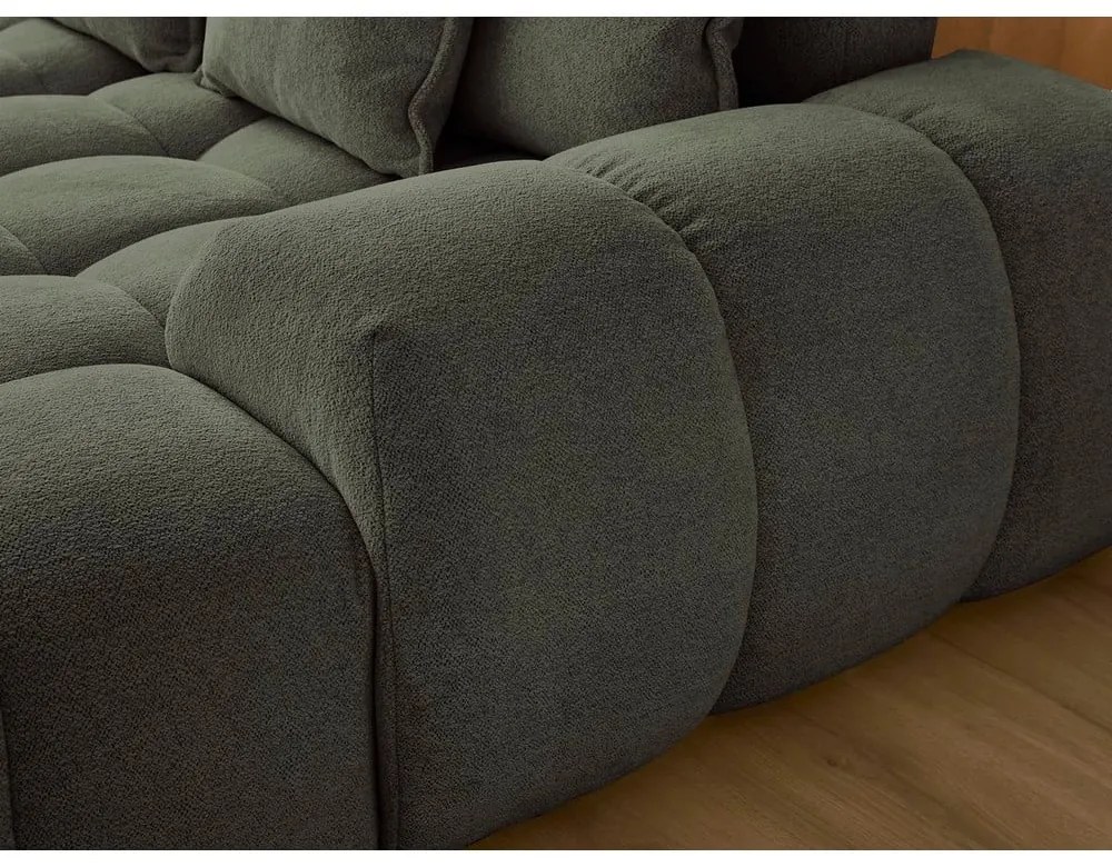 Зелен шенилов сгъваем/с място за съхранение ъглов диван (ляв ъгъл/U форма) Everest – Bobochic Paris