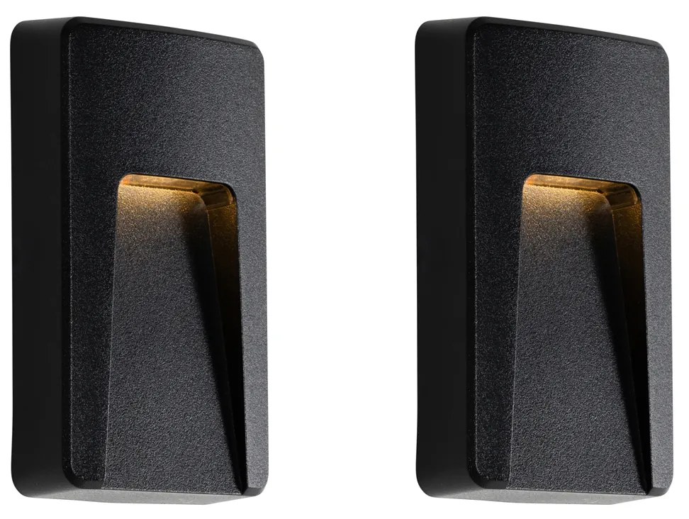 Комплект от 2 черни правоъгълни външни стенни лампи с LED IP65 - Gem