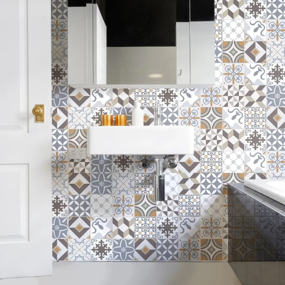 Комплект от 60 стикера за стена Cement Tiles Liliania, 15 x 15 cm Liliana - Ambiance