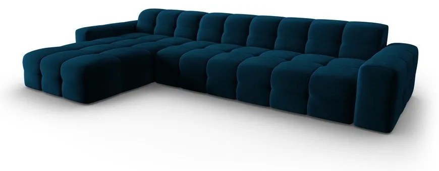 Тъмносин ъглов диван от кадифе (ляв ъгъл) Kendal - Micadoni Home
