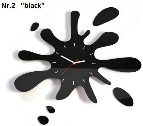 Модерен стенен часовник във формата на пръски Черен