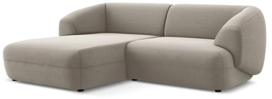 Бежов кадифен ъглов диван (ляв ъгъл) Moana – Makamii
