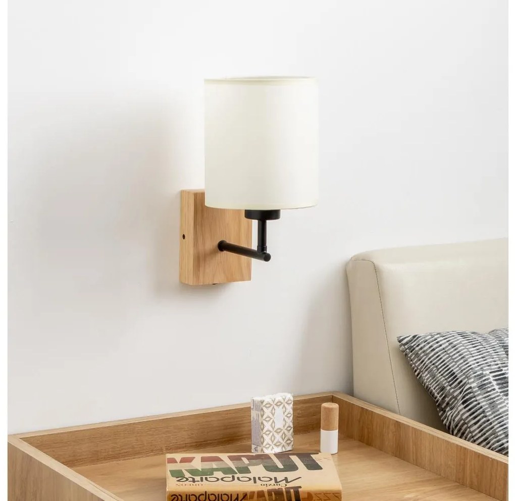 Brilagi - Стенна лампа NUBILA WOOD 1xE27/25W/230V дъб/черно/крем