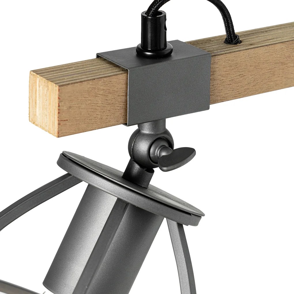 Интелигентна стенна лампа тъмно сива с дърво регулируема с WiFi A60 - Arthur